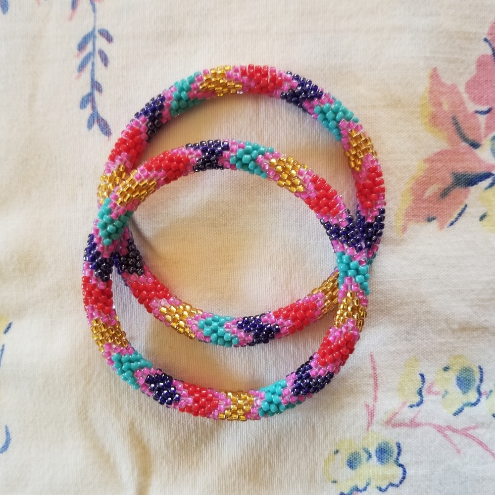 NWOT Glass Beaded Roll On Bracelets